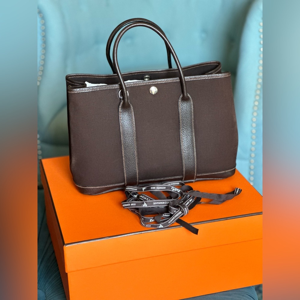 Authentic Hermes Garden Party PM size Chocolate Brown